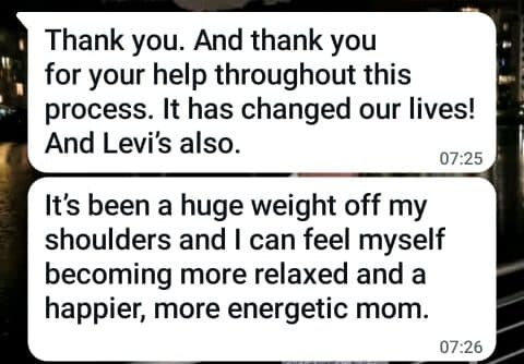 WhatsApp message from a rested mom 1